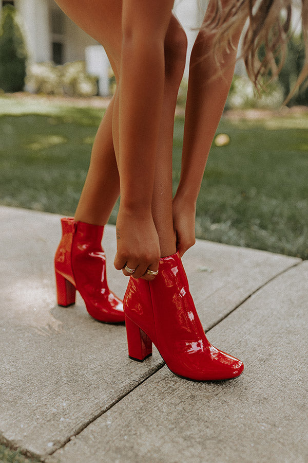 The Yasmine Patent Bootie In Red