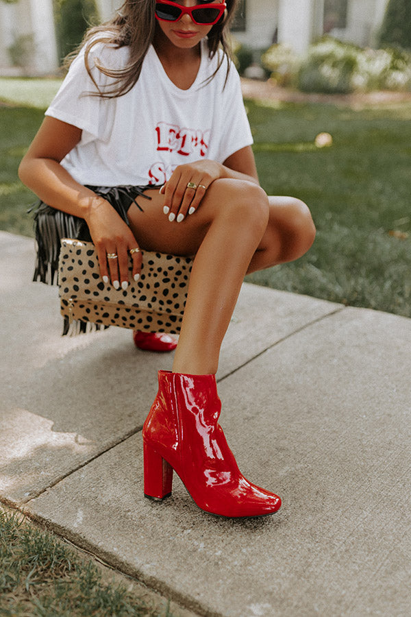 The Yasmine Patent Bootie In Red