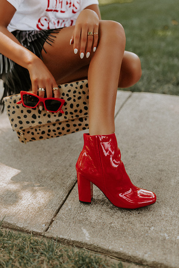 The Yasmine Patent Bootie In Red