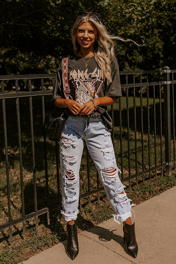 Long Live Distressed Tee In Vintage Black
