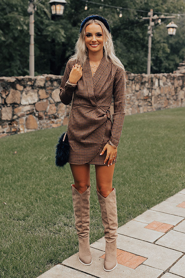 The Manhattan Houndstooth Dress In Chocolate