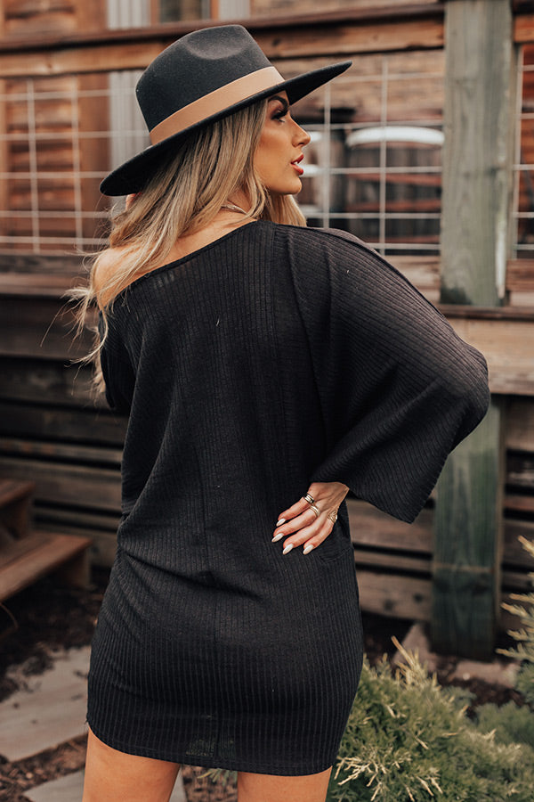 Coziest Home Knit Dress In Black