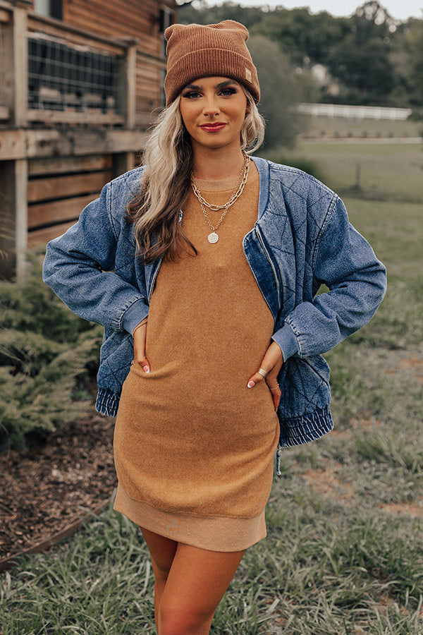 Cozy Memories Sweater Dress In Light Camel Cozy Memories Sweater Dress In Light Camel