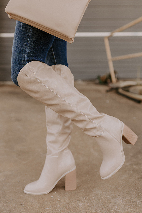 The Lucas Faux Leather Knee High Boot In Birch