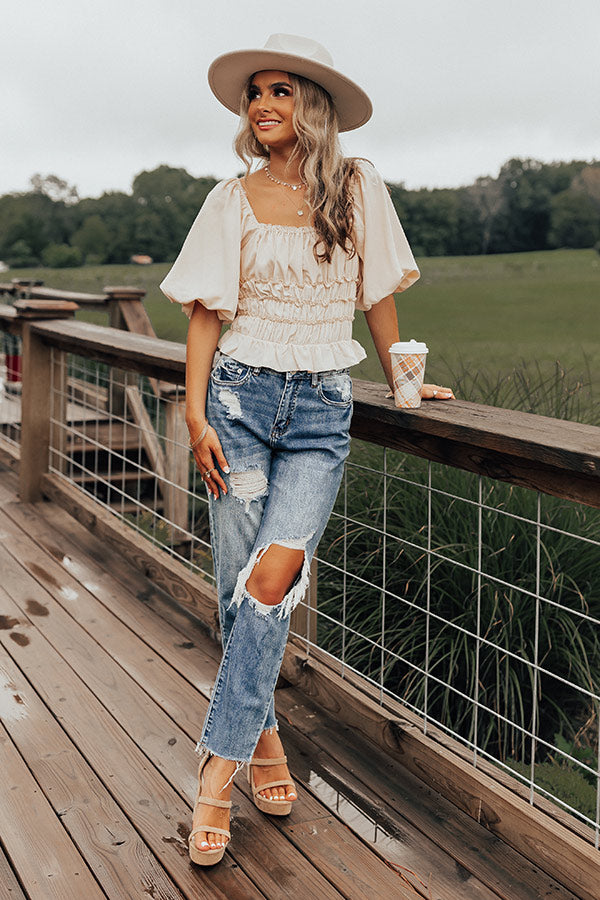 The Belmore Ruffle Bodysuit In Cream