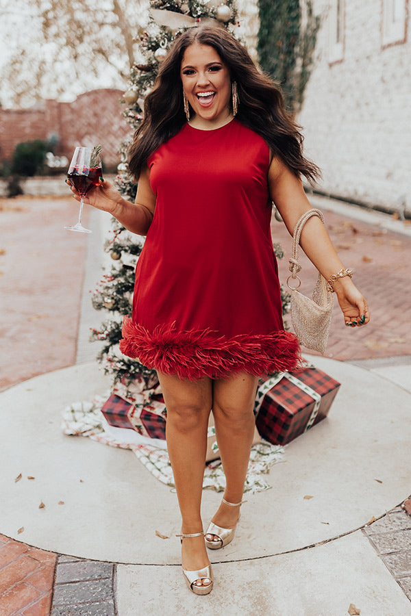 Nuts About You Feather Dress In Red Curves