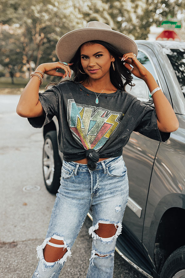 Kiss Logo Distressed Vintage-Wash Graphic Tee