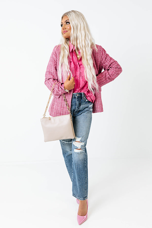 Dreaming Bigger Tweed Blazer In Pink • Impressions Online Boutique