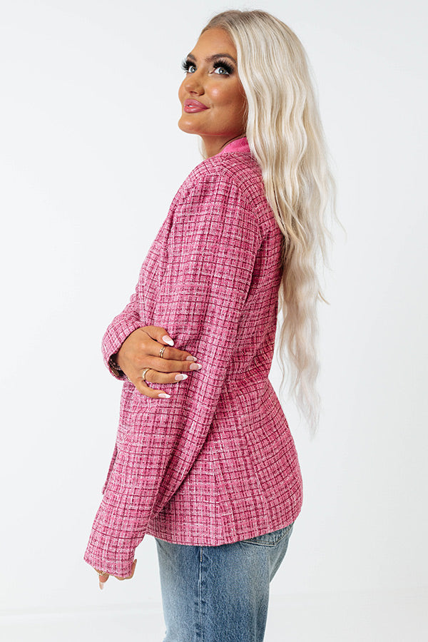 Dreaming Bigger Tweed Blazer In Pink