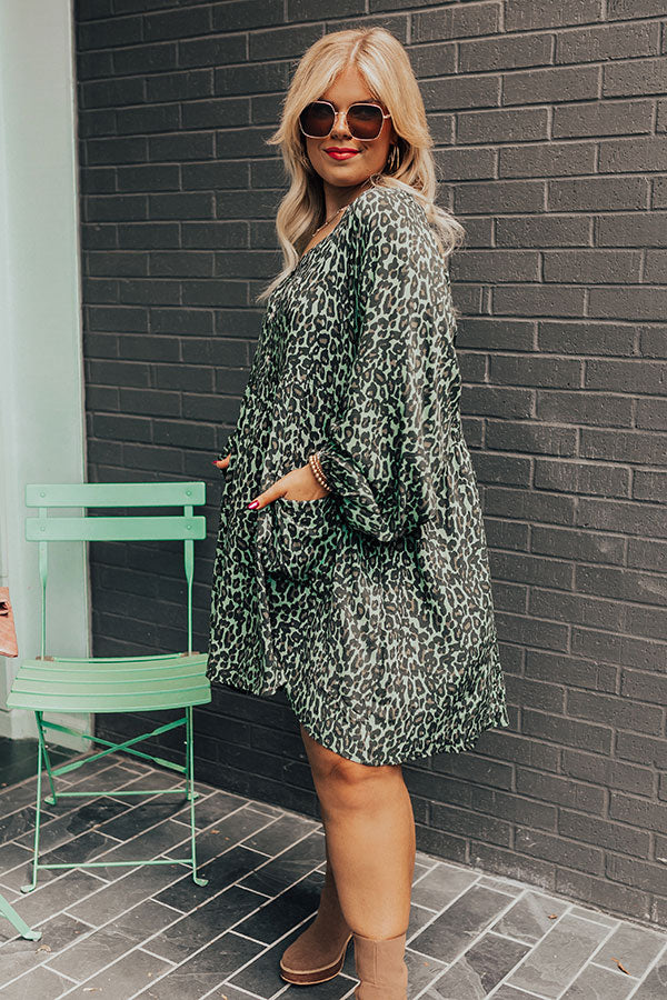 Maple Grove Leopard Shift Dress In Green Curves Impressions Online Boutique Maple Grove Leopard Shift Dress In Green Curves Impressions Online Boutique