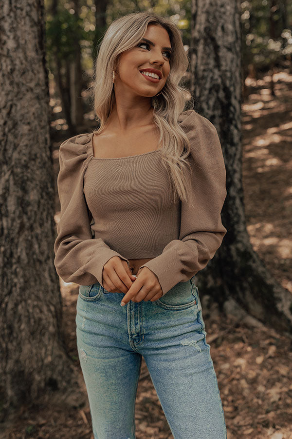 Boston Nights Sweater Top In Warm Taupe