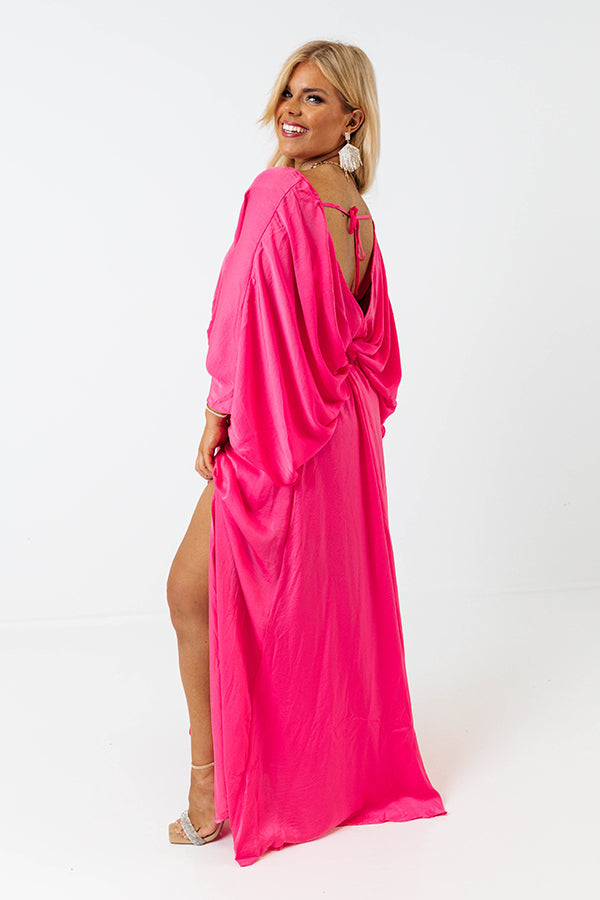 long sleeve hot pink maxi dress Hot Pink Bodycon Maxi Dress