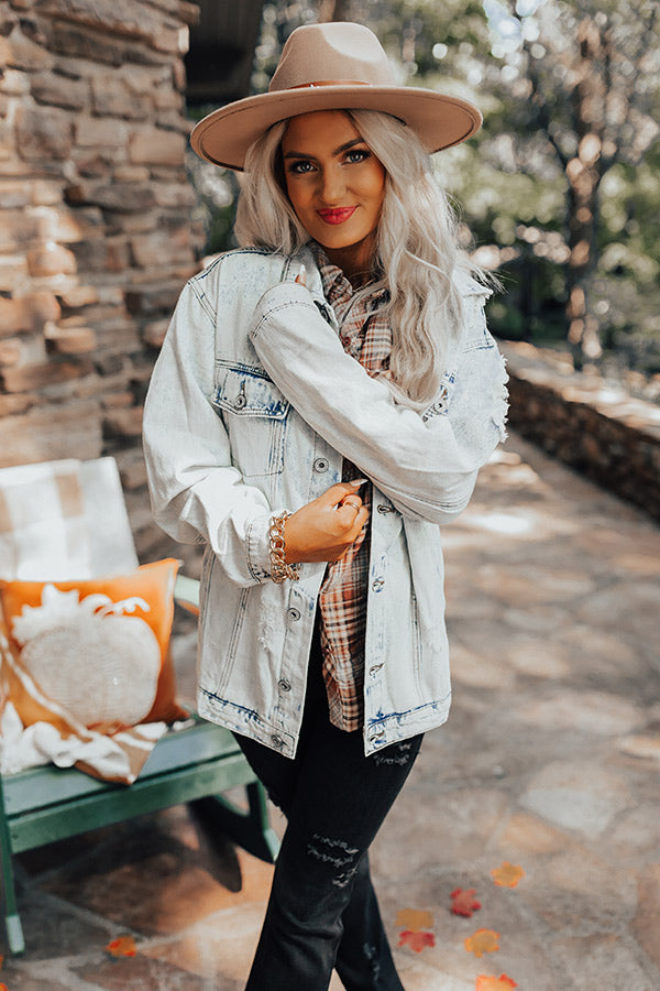 White denim jacket on sale distressed