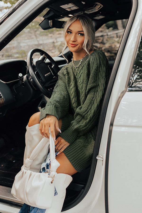 olive green sweater dresses Hunter Green Sweater Dress