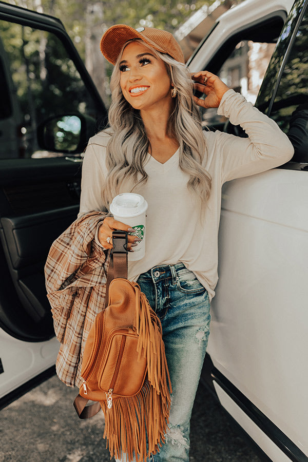 Casual Drop Shift Top In Cream