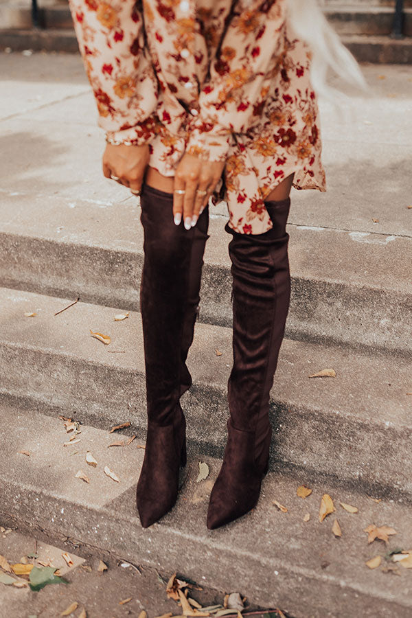 The Poston Faux Suede Thigh High Boot In Chestnut