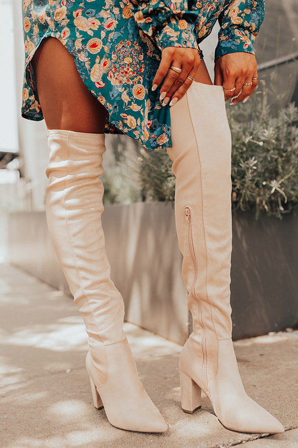 The Poston Faux Suede Thigh High Boot In Champagne