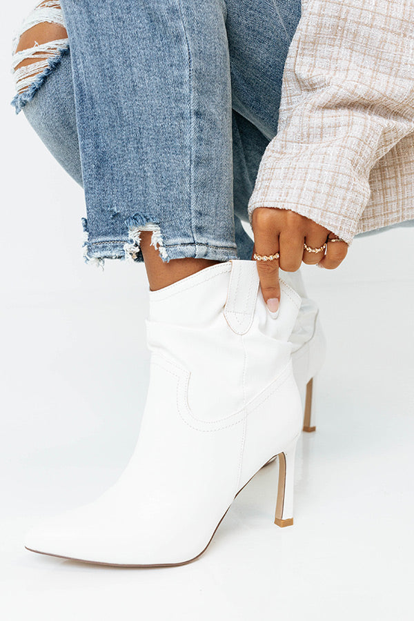 The Seya Faux Leather Bootie In Ivory