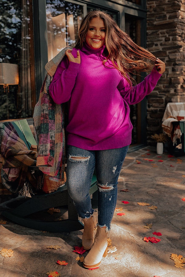 Lodge Getaway Tunic Sweater in Orchid Curves