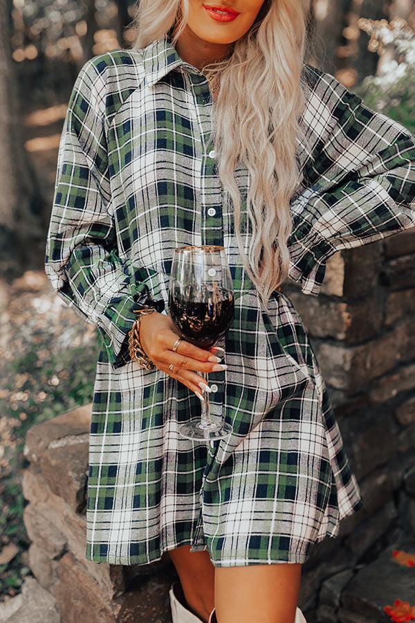 Green shop flannel dress