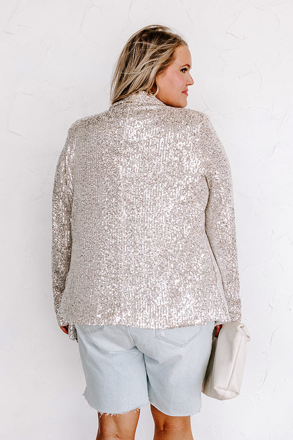 Splash Of Luxury Sequin Blazer In Champagne Curves