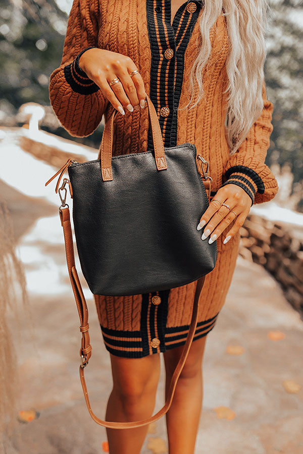 Come Pick Me Up Faux Leather Crossbody In Black