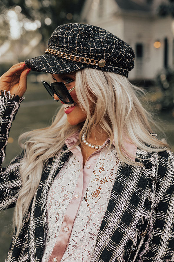 East Side Sips Tweed Hat In Black