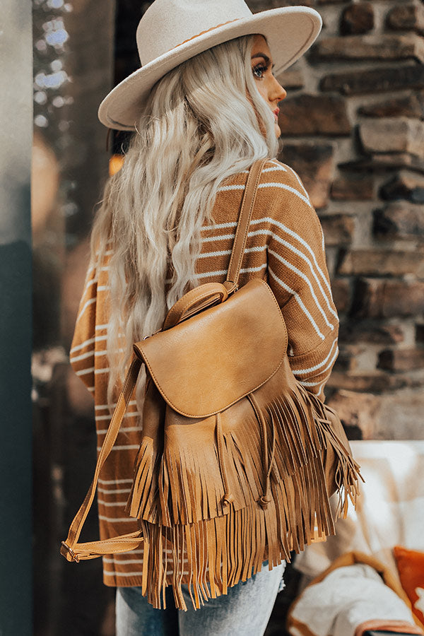 bianca mini backpack with fringe Chic Checklist Fringe Backpack In Khaki