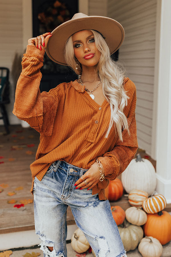 Snuggles And S'mores Waffle Knit Top