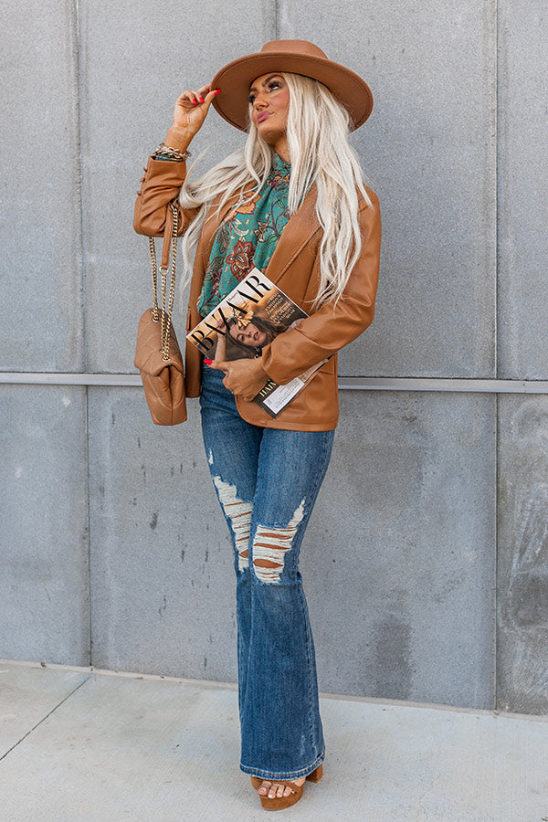 Excellent Taste Faux Leather Blazer
