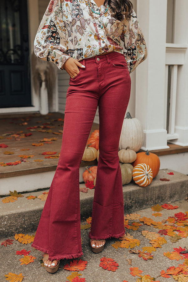 The Rory High Waist Flares in Wine