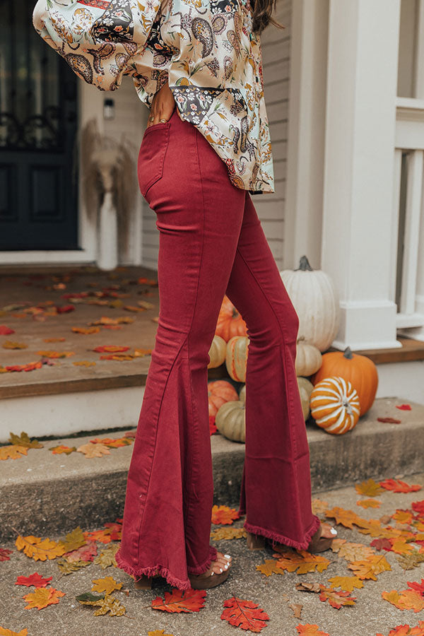 The Rory High Waist Flares in Wine