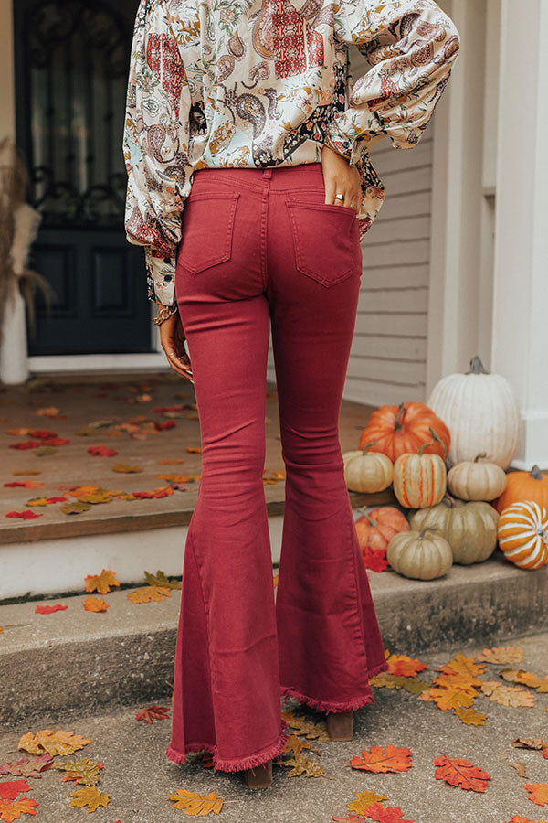 The Rory High Waist Flares in Wine