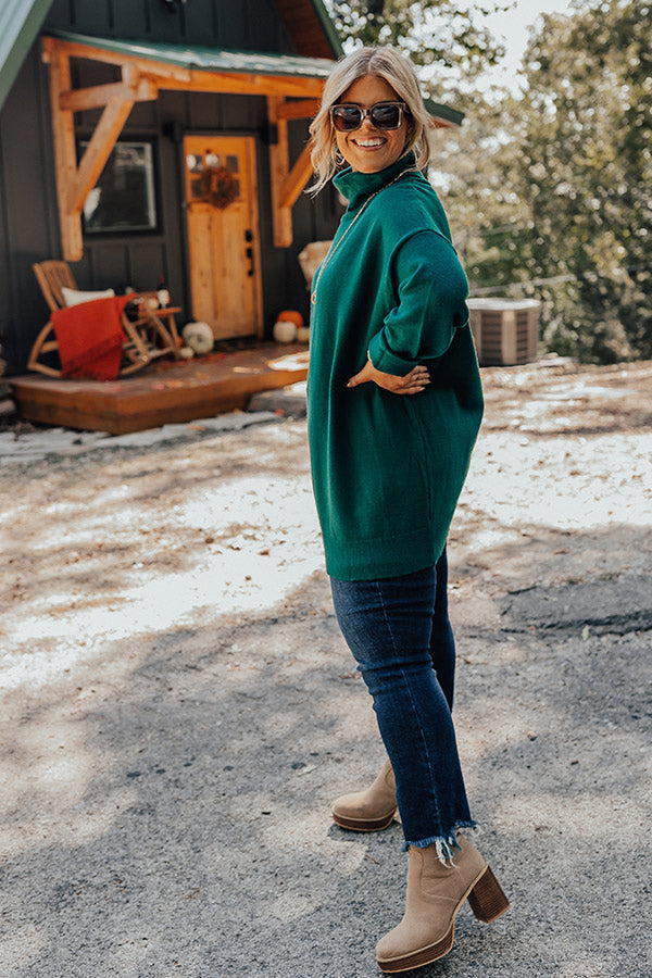 Lodge Getaway Tunic Sweater In Hunter Green Curves