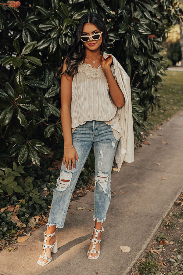 Finding Romance Velvet Tank In Champagne