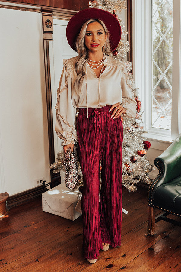 The Blossom Pleated Pants In Berry