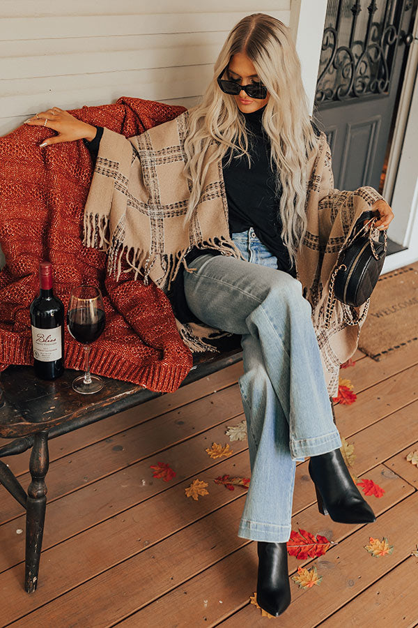 Cozy In Montauk Plaid Poncho
