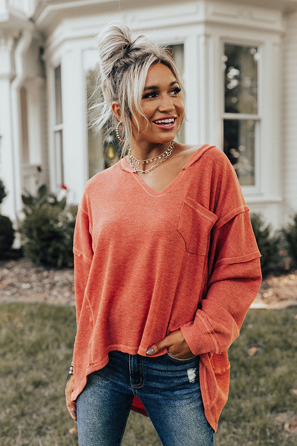 Cocoa Casual Waffle Knit Shift Top In Scarlet