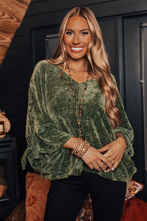 Cause To Covet Velvet Top In Olive
