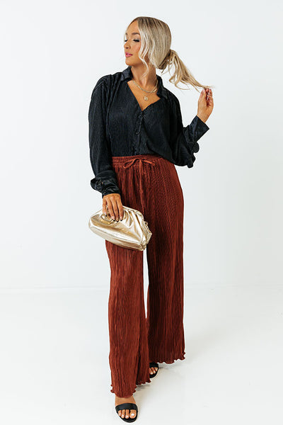 The Blossom Pleated Pants In Rust • Impressions Online Boutique