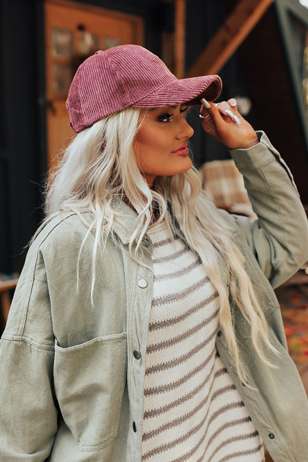 Down The Street Corduroy Baseball Cap In Rustic Rose