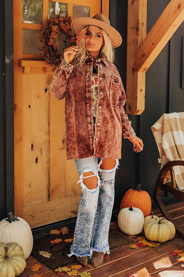Sugar And Cider Corduroy Jacket In Dark Rust