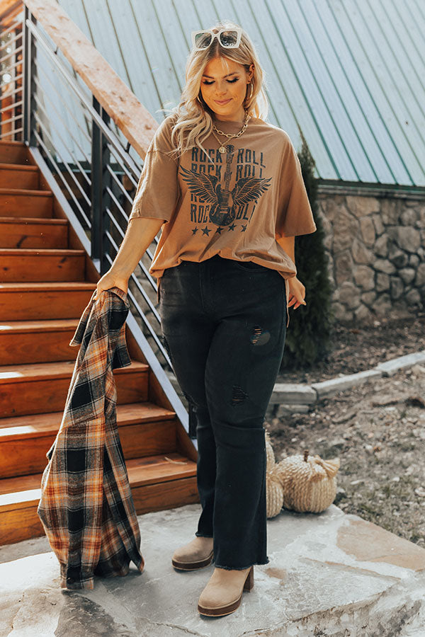 Rock N Roll Guitar Graphic Tee Curves