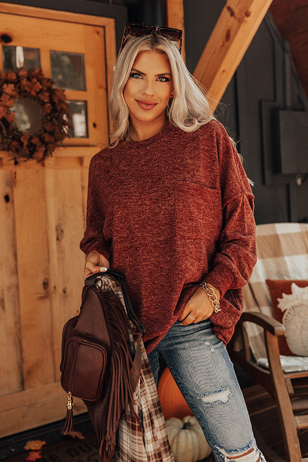 Upstate Cozy Shift Sweater In Wine