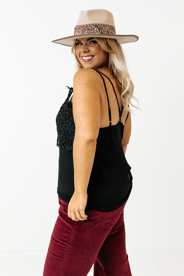 Call Me Yours Crochet Tank In Black Curves
