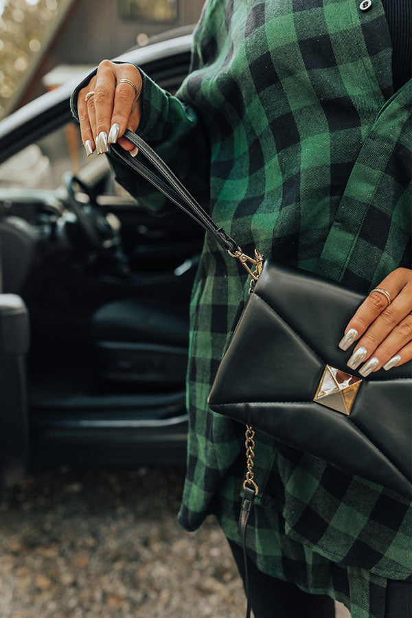 Ready To Romance Faux Leather Clutch In Black