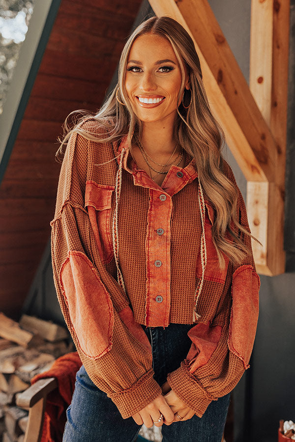 Autumn Sweetheart Waffle Knit Sweater In Rust