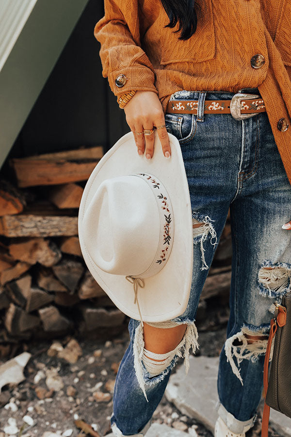 Small Town Talks Faux Suede Fedora In Ivory