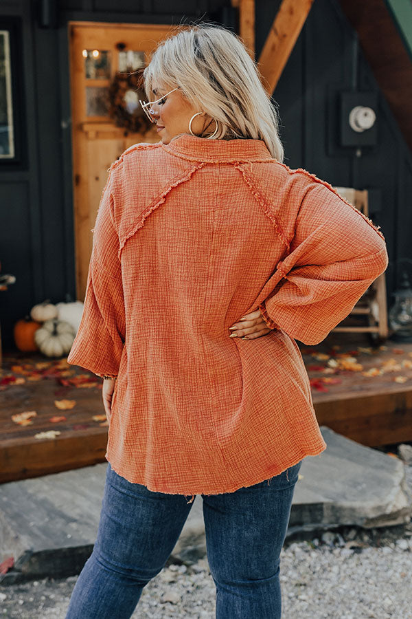 Autumn Brunch Button Up In Pumpkin Curves