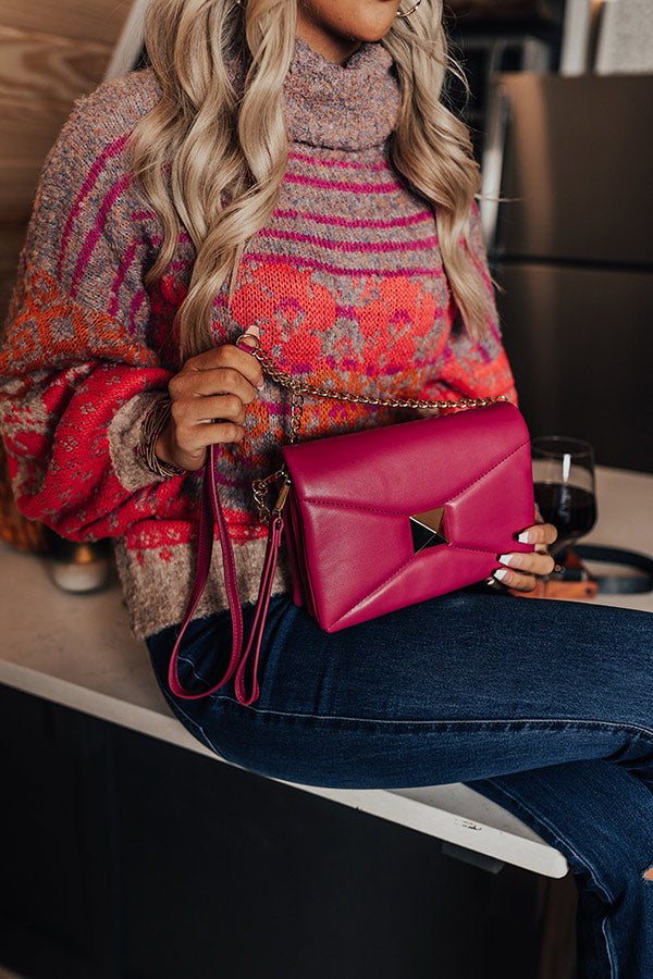 Ready To Romance Faux Leather Clutch In Berry